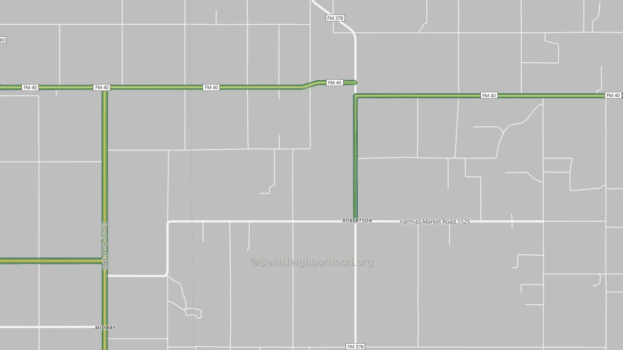 Robertson, TX Map of Noise Levels in Robertson