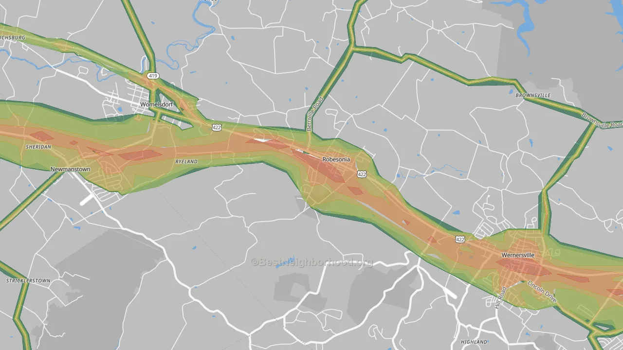 Robesonia, PA Map of Noise Levels in Robesonia