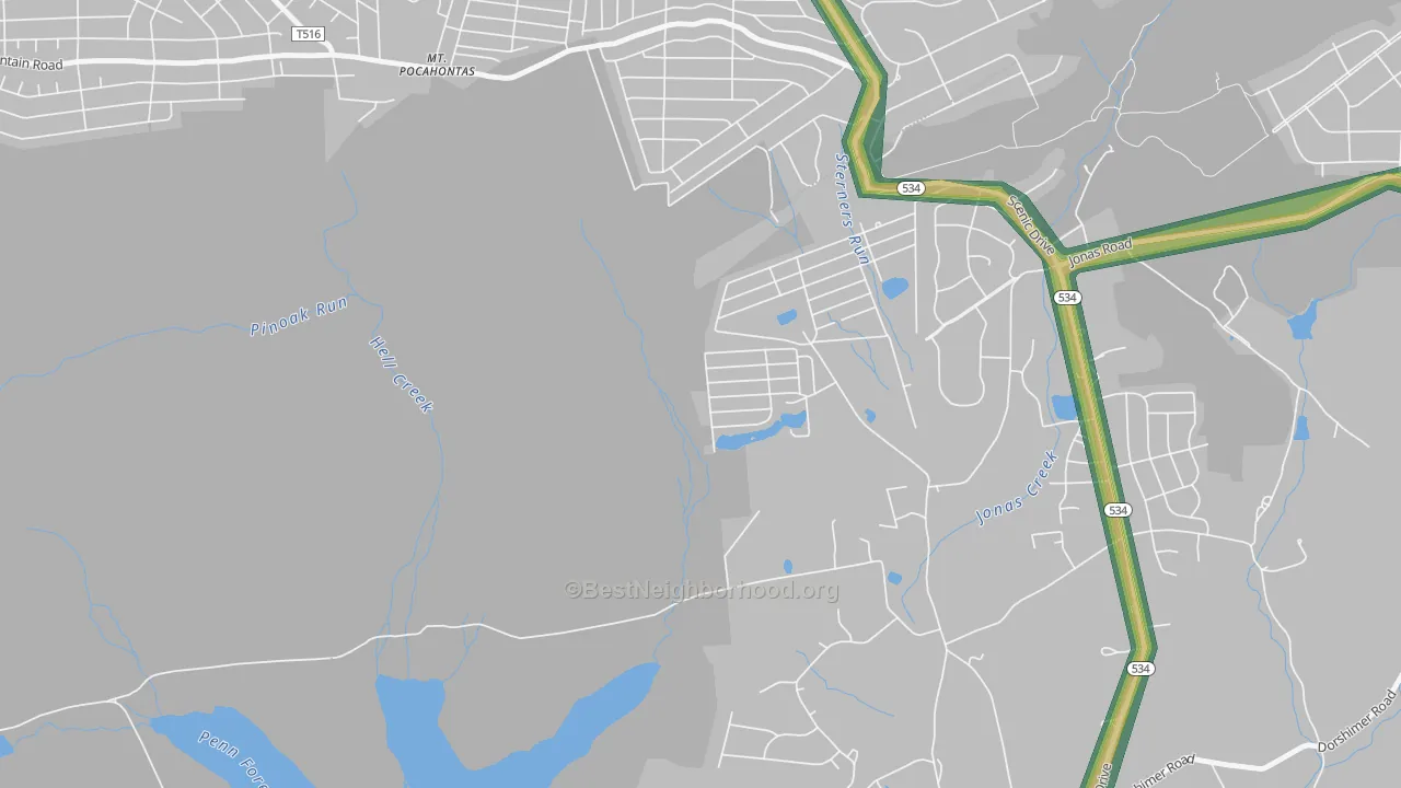 Robin Hood Lakes, PA Map of Noise Levels in Robin Hood Lakes