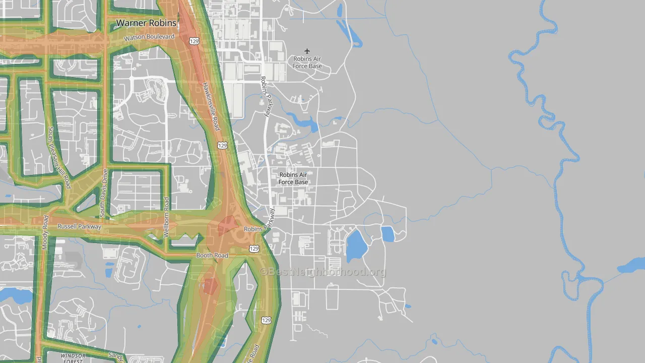 Robins AFB, GA Map of Noise Levels in Robins AFB