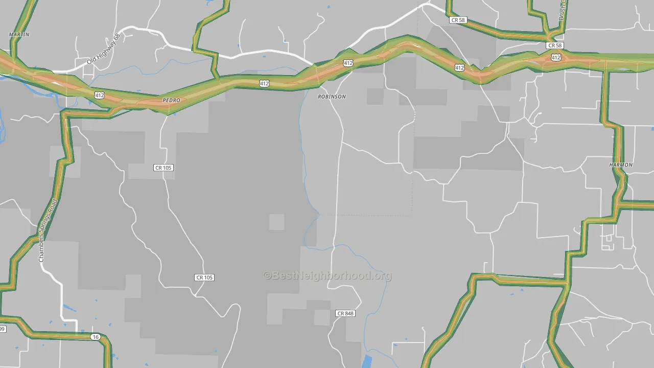 Robinson, AR Map of Noise Levels in Robinson