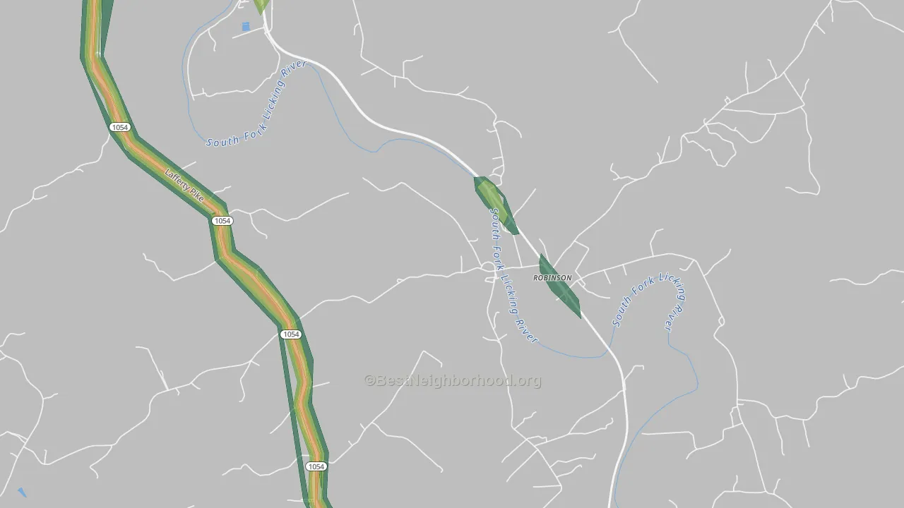 Robinson, KY Map of Noise Levels in Robinson
