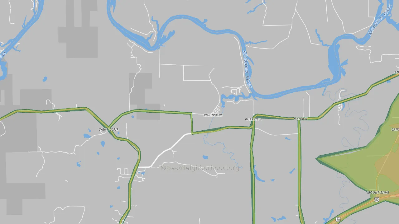 Robinsons, AL Map of Noise Levels in Robinsons