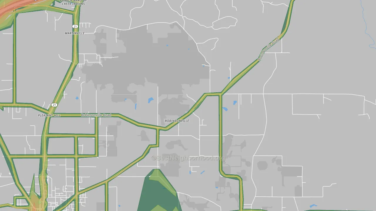 Robinsonville, AL Map of Noise Levels in Robinsonville