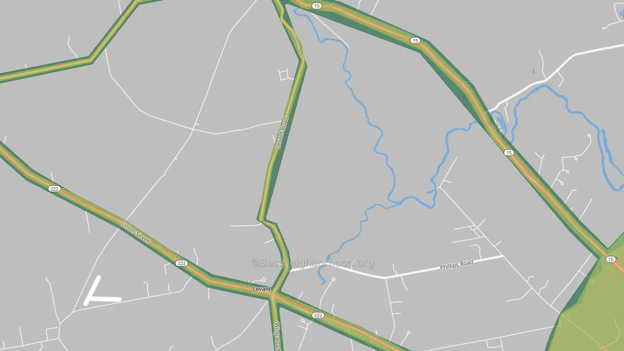 Robyville, ME Map of Noise Levels in Robyville