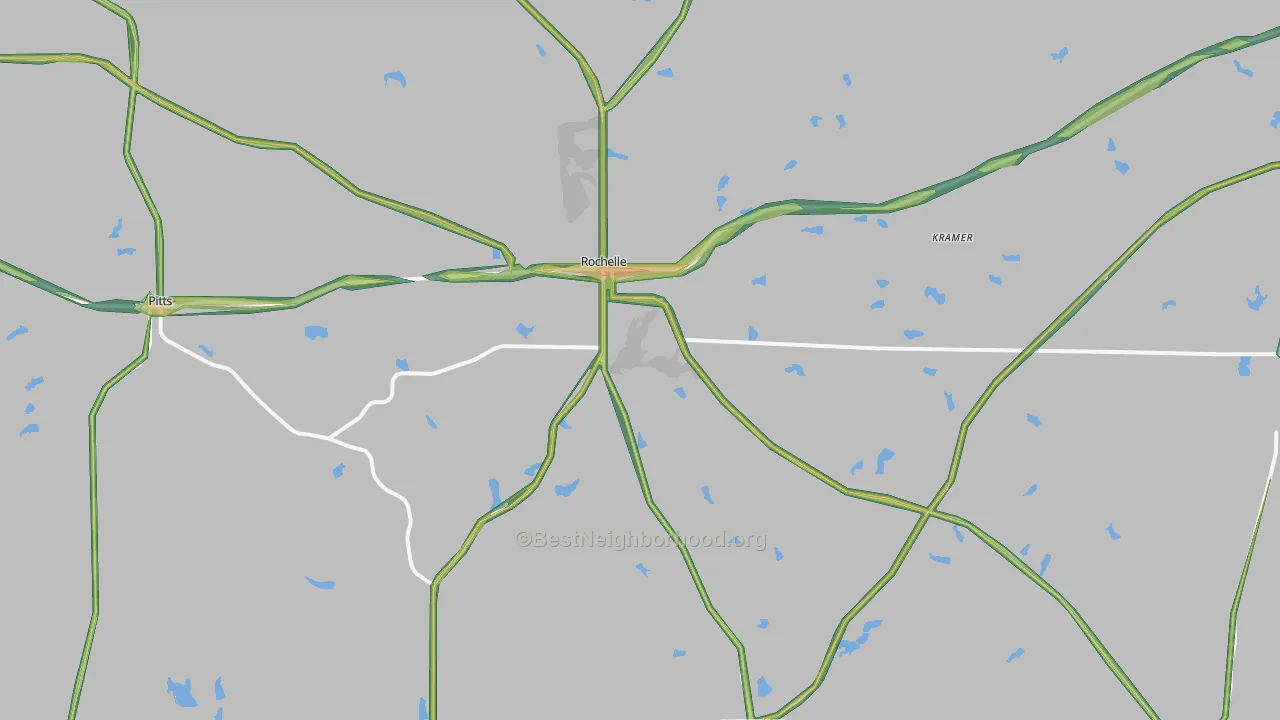 Rochelle, GA Map of Noise Levels in Rochelle