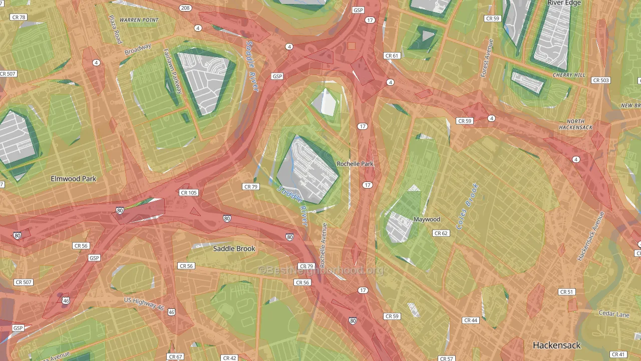 Rochelle Park, NJ Map of Noise Levels in Rochelle Park