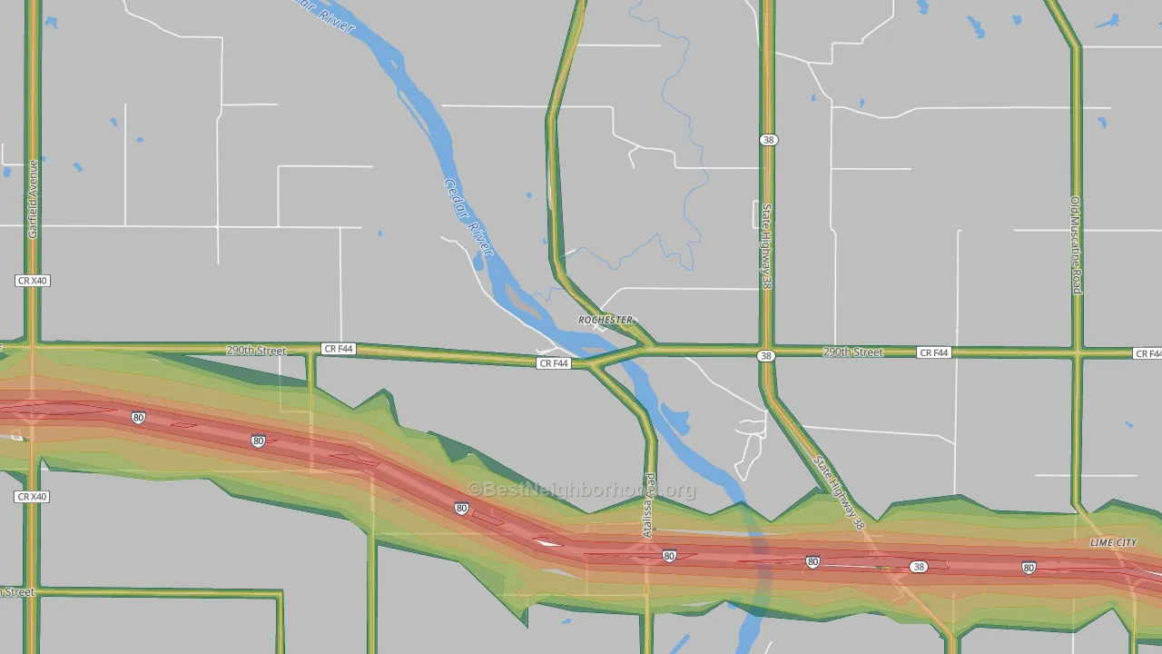 Rochester, IA Map of Noise Levels in Rochester