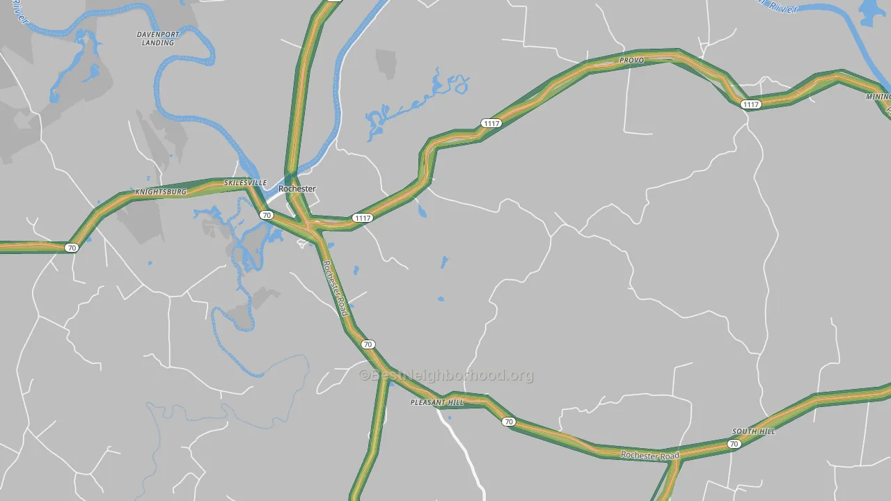 Rochester, KY Map of Noise Levels in Rochester