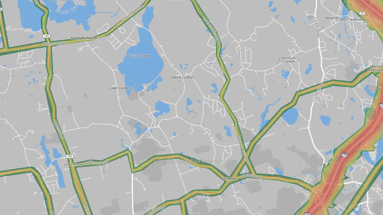 Rochester, MA Map of Noise Levels in Rochester