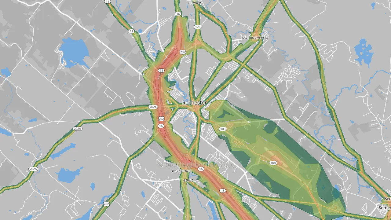 Rochester, NH Map of Noise Levels in Rochester