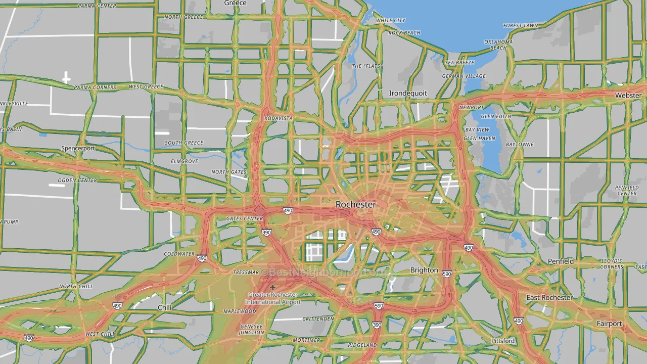 Rochester, NY Map of Noise Levels in Rochester