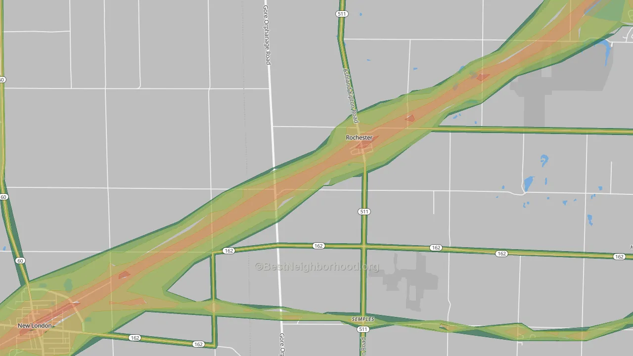Rochester, OH Map of Noise Levels in Rochester