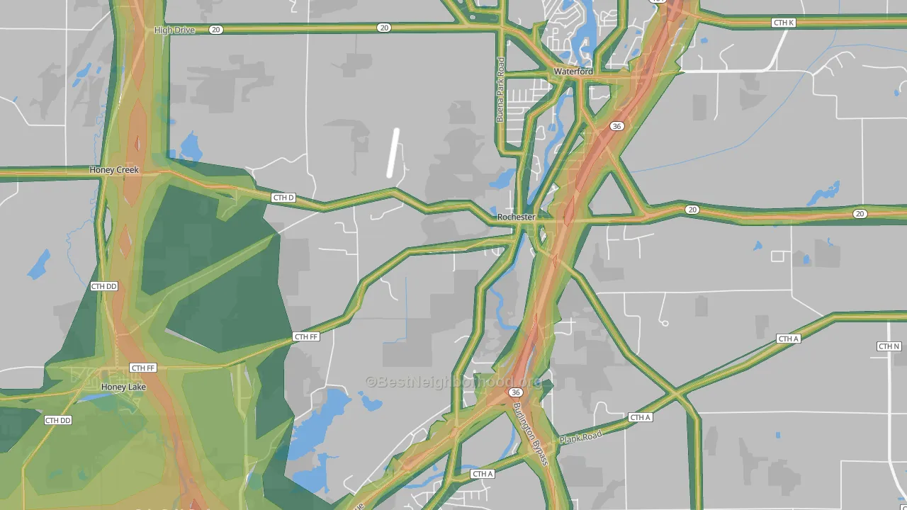 Rochester, WI Map of Noise Levels in Rochester