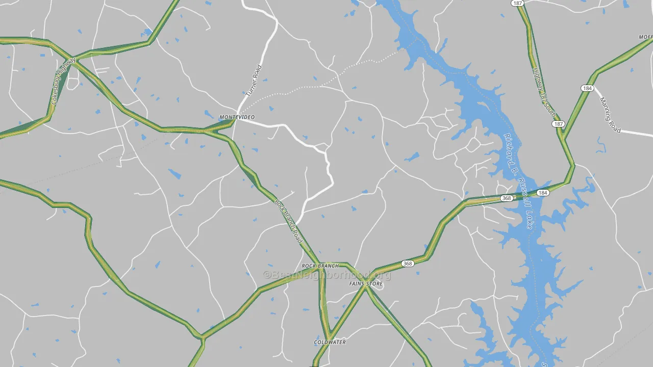 Rock Branch, GA Map of Noise Levels in Rock Branch