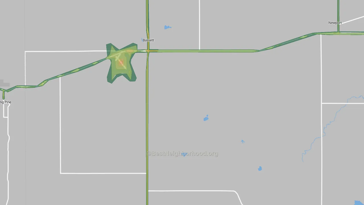 Rock County, NE Map of Noise Levels in Rock County