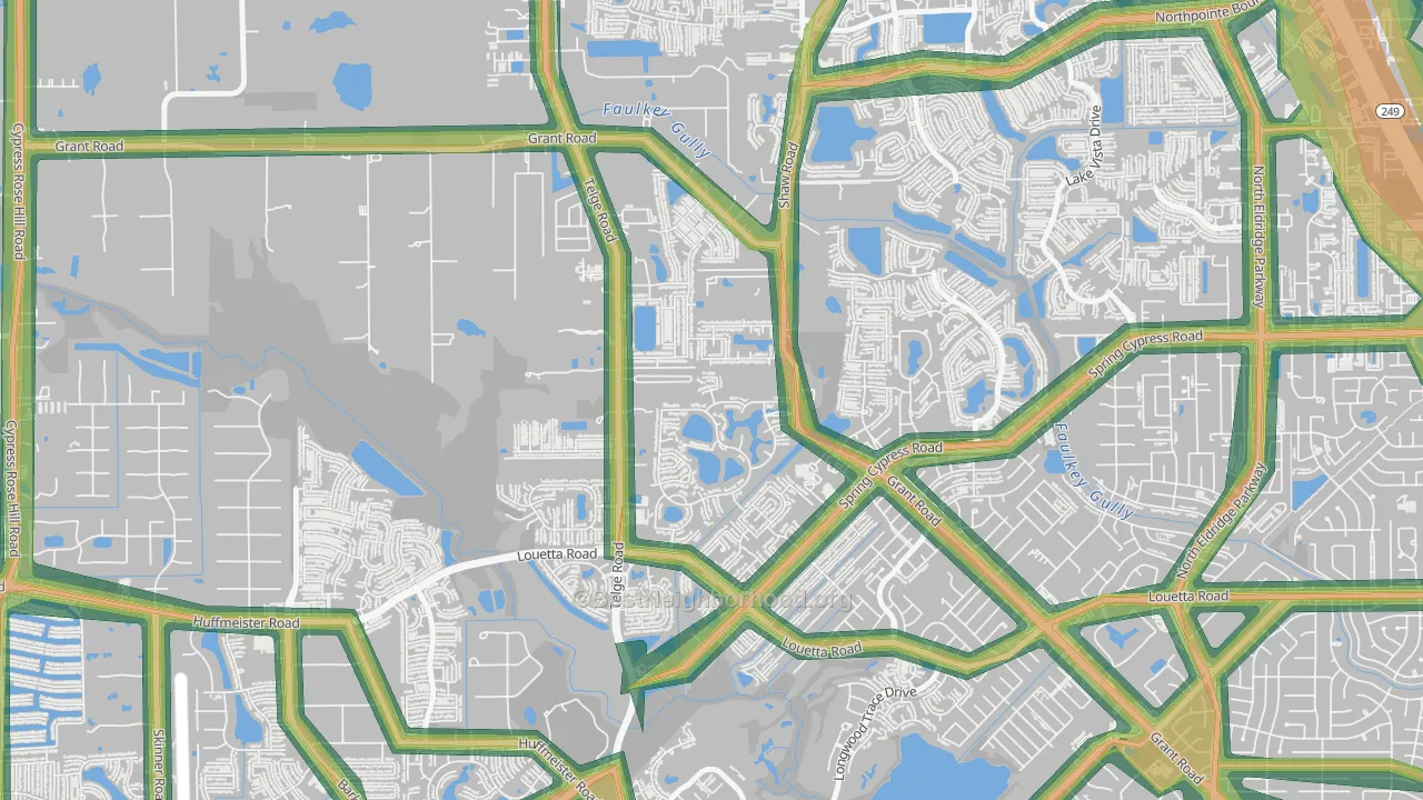 Rock Creek, Cypress, TX Map of Noise Levels in Rock Creek