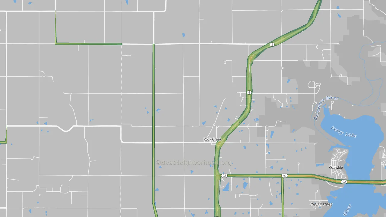 Rock Creek, KS Map of Noise Levels in Rock Creek