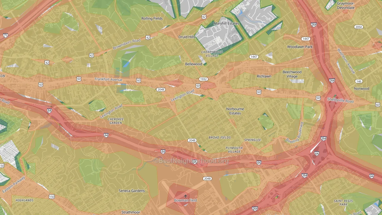 Rock Creek Lexington Road, Louisville, KY Map of Noise Levels in Rock Creek Lexington Road
