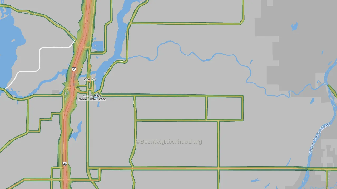 Rock Creek, MN Map of Noise Levels in Rock Creek