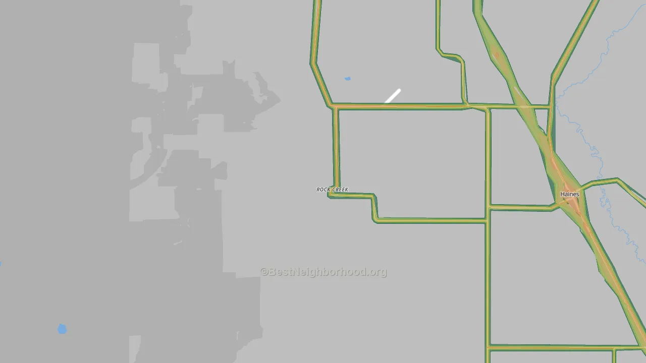 Rock Creek, OR Map of Noise Levels in Rock Creek