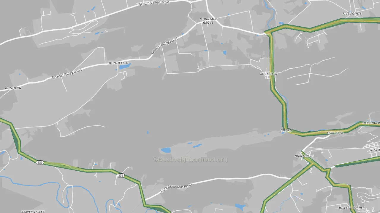 Rock Glen, PA Map of Noise Levels in Rock Glen