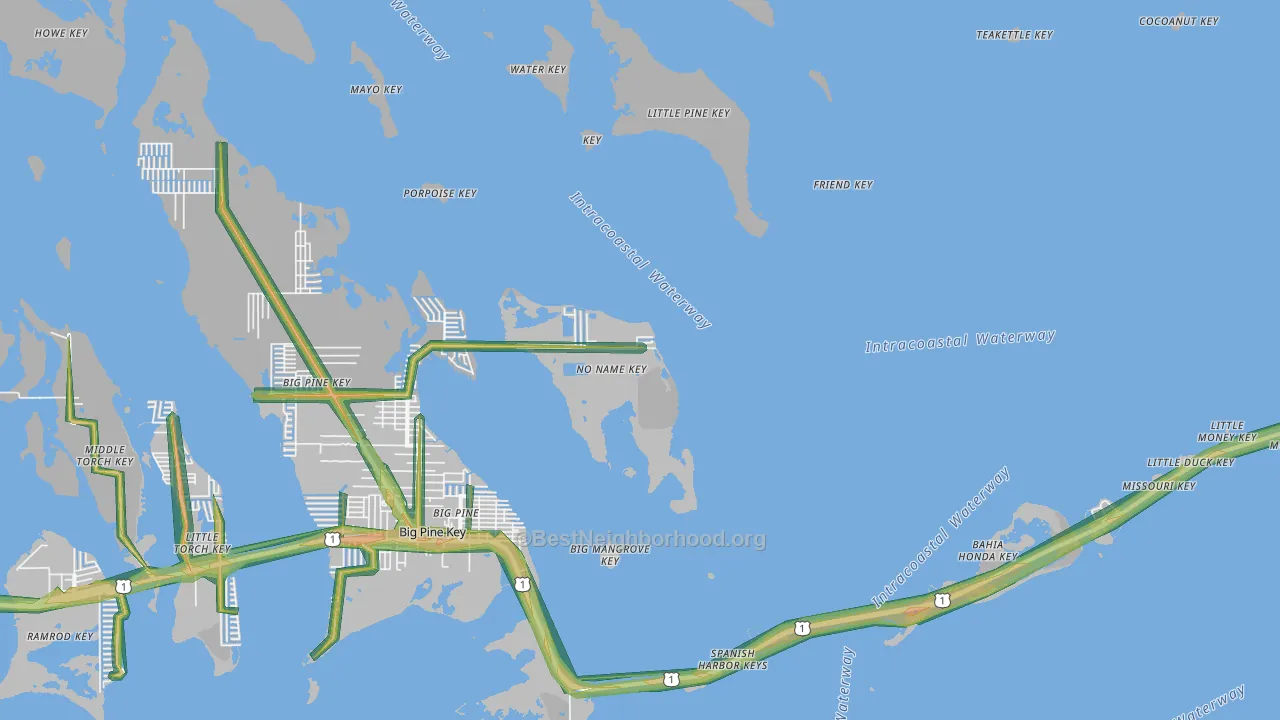 Rock Harbor, FL Map of Noise Levels in Rock Harbor