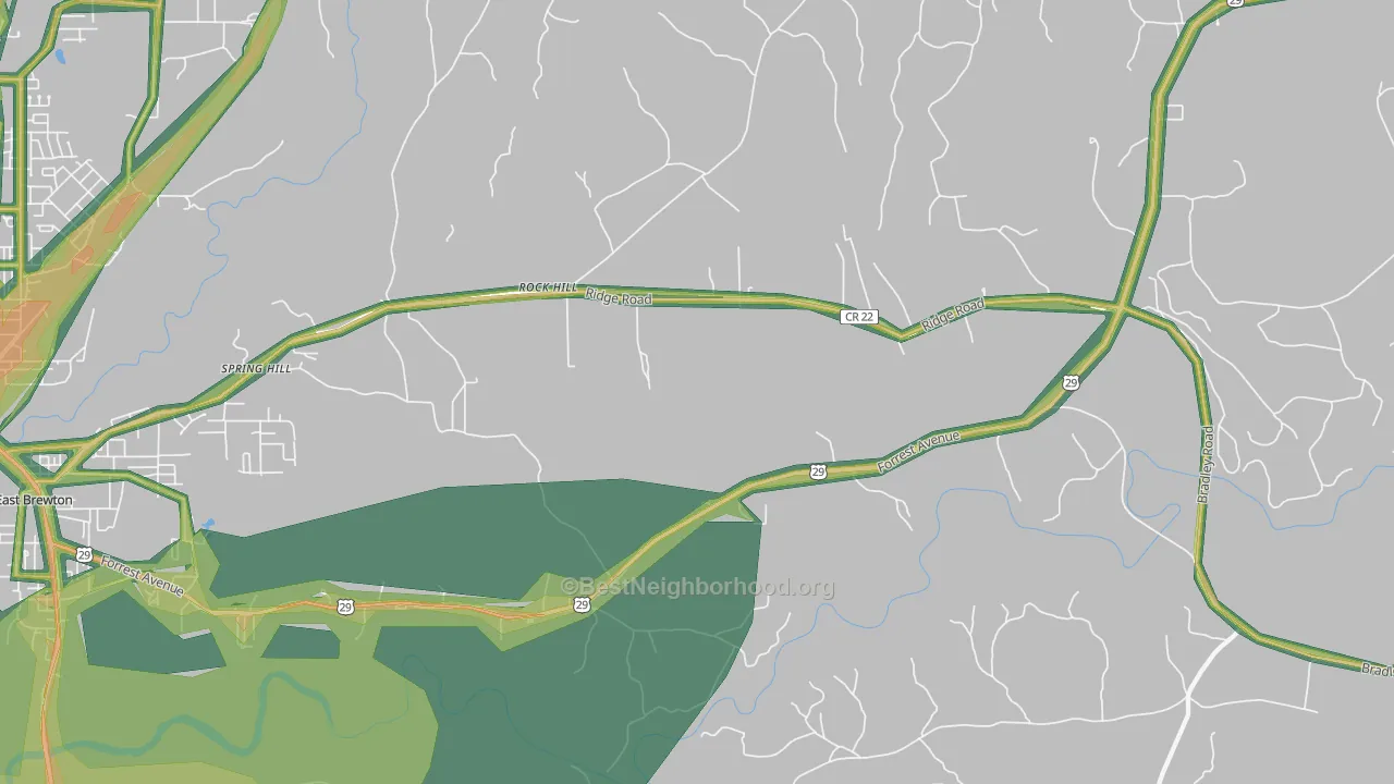 Rock Hill, AL Map of Noise Levels in Rock Hill