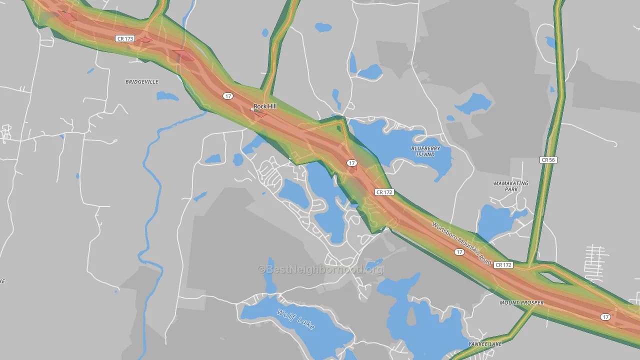 Rock Hill, NY Map of Noise Levels in Rock Hill