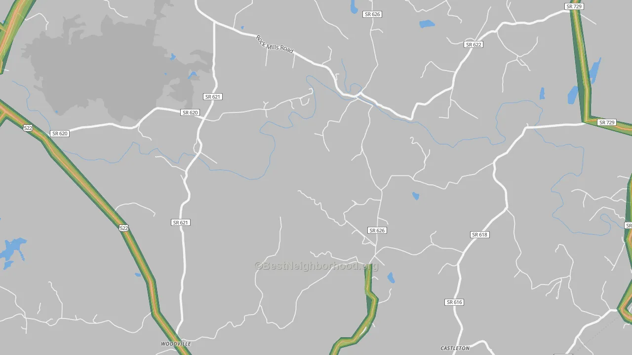 Rock Mills, VA Map of Noise Levels in Rock Mills