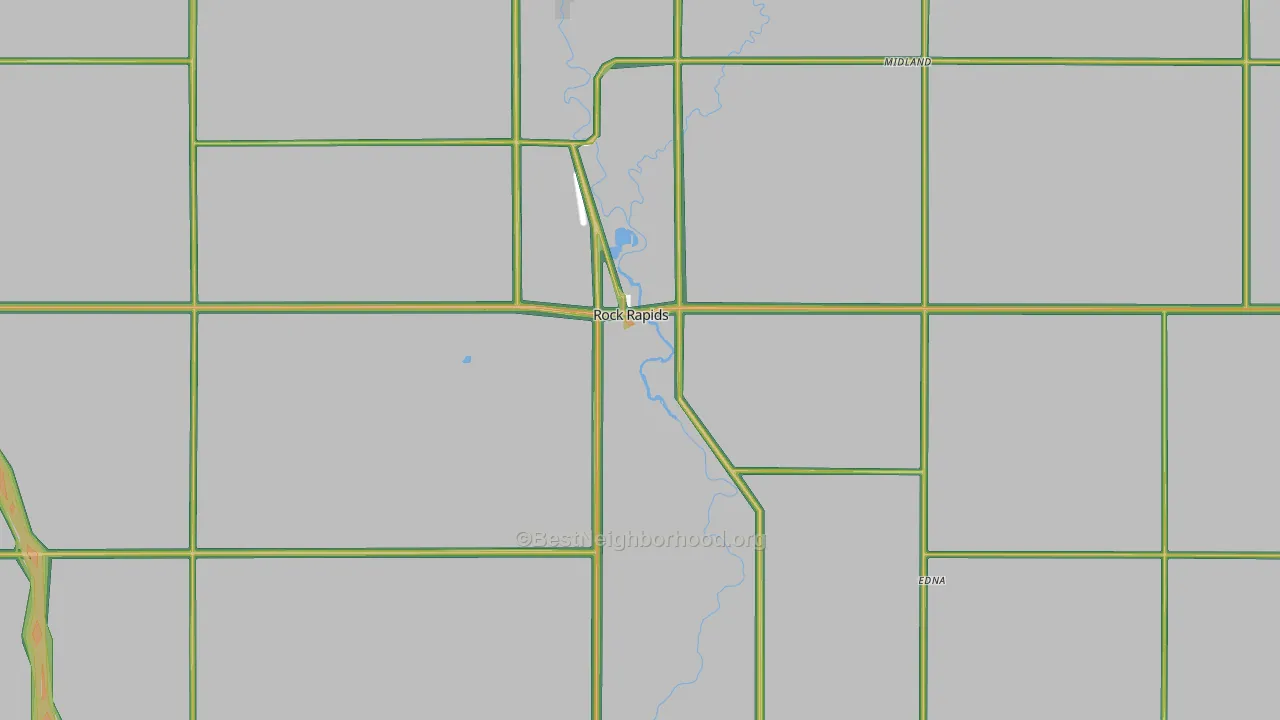Rock Rapids, IA Map of Noise Levels in Rock Rapids