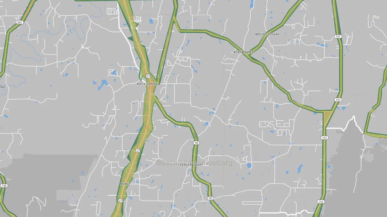 Rock Spring, GA Map of Noise Levels in Rock Spring