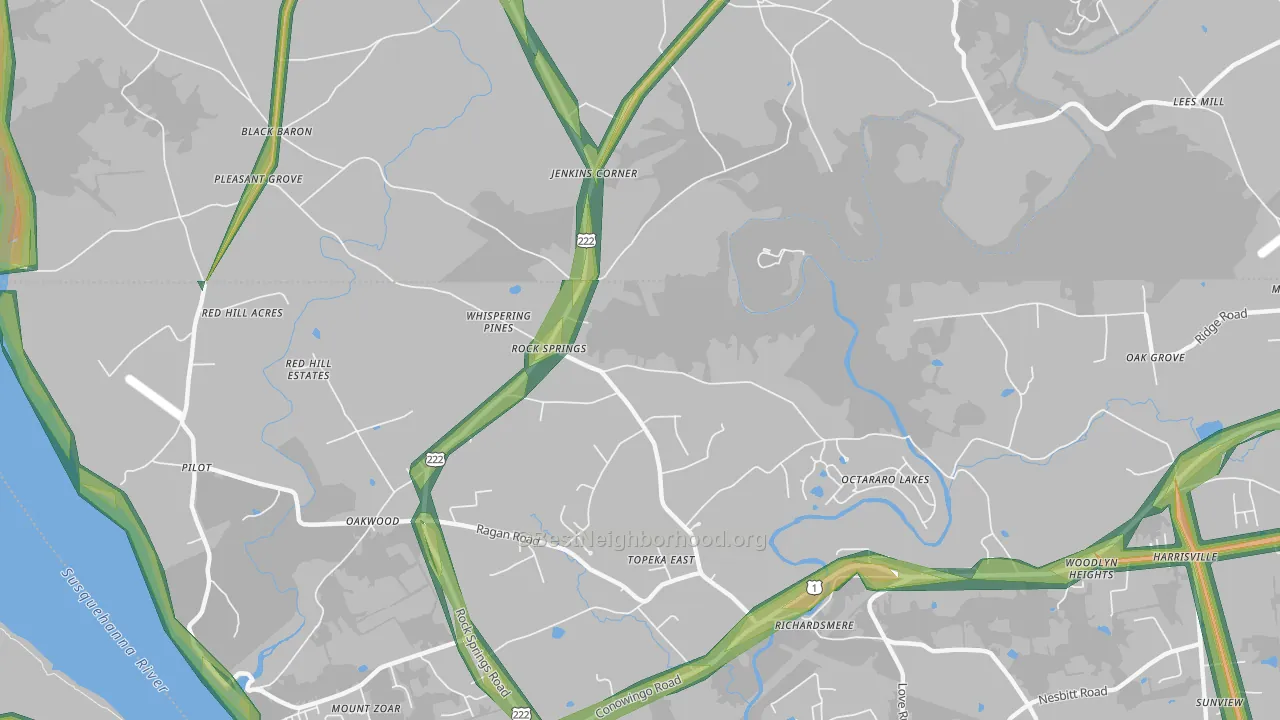 Rock Springs, MD Map of Noise Levels in Rock Springs