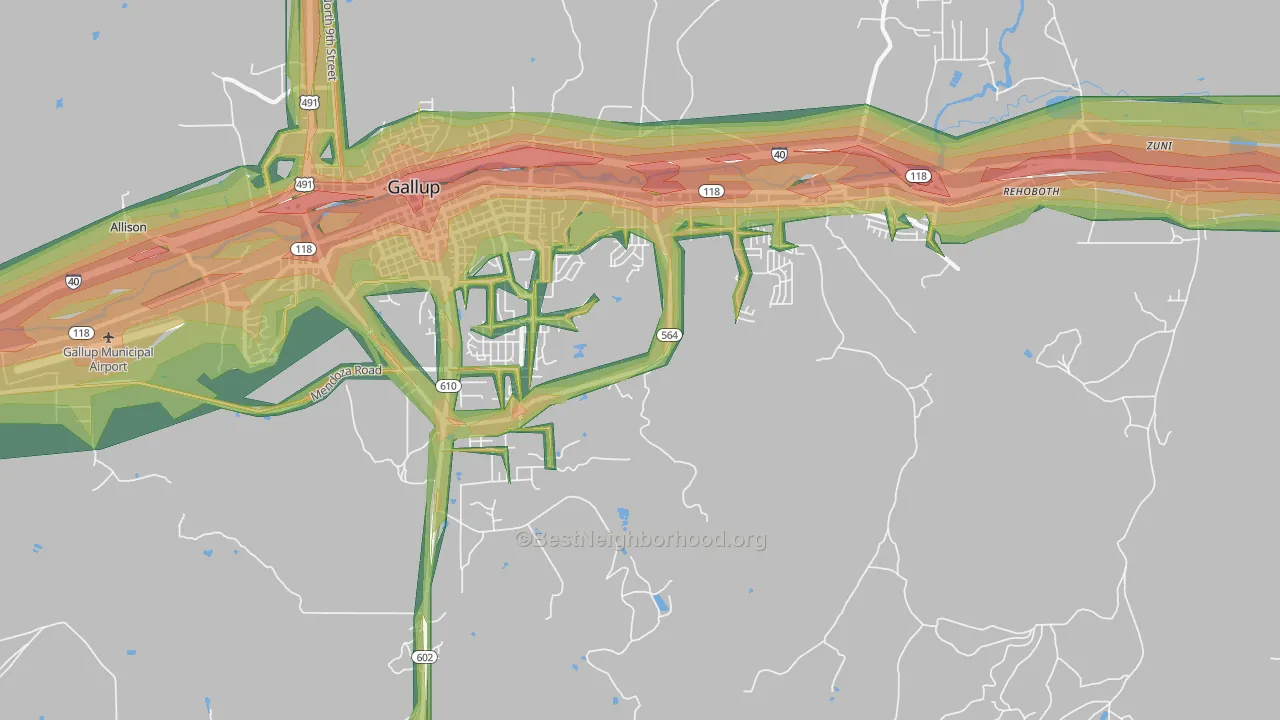 Rock Springs, NM Map of Noise Levels in Rock Springs