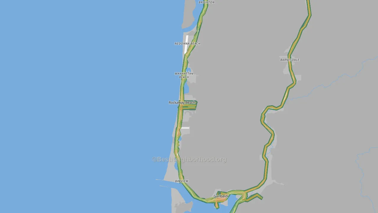 Rockaway Beach, OR Map of Noise Levels in Rockaway Beach