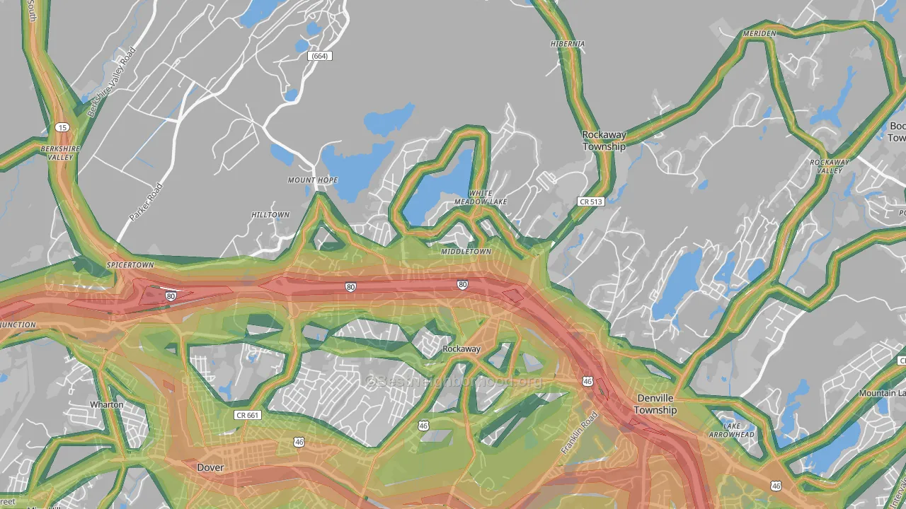 Rockaway, NJ Map of Noise Levels in Rockaway