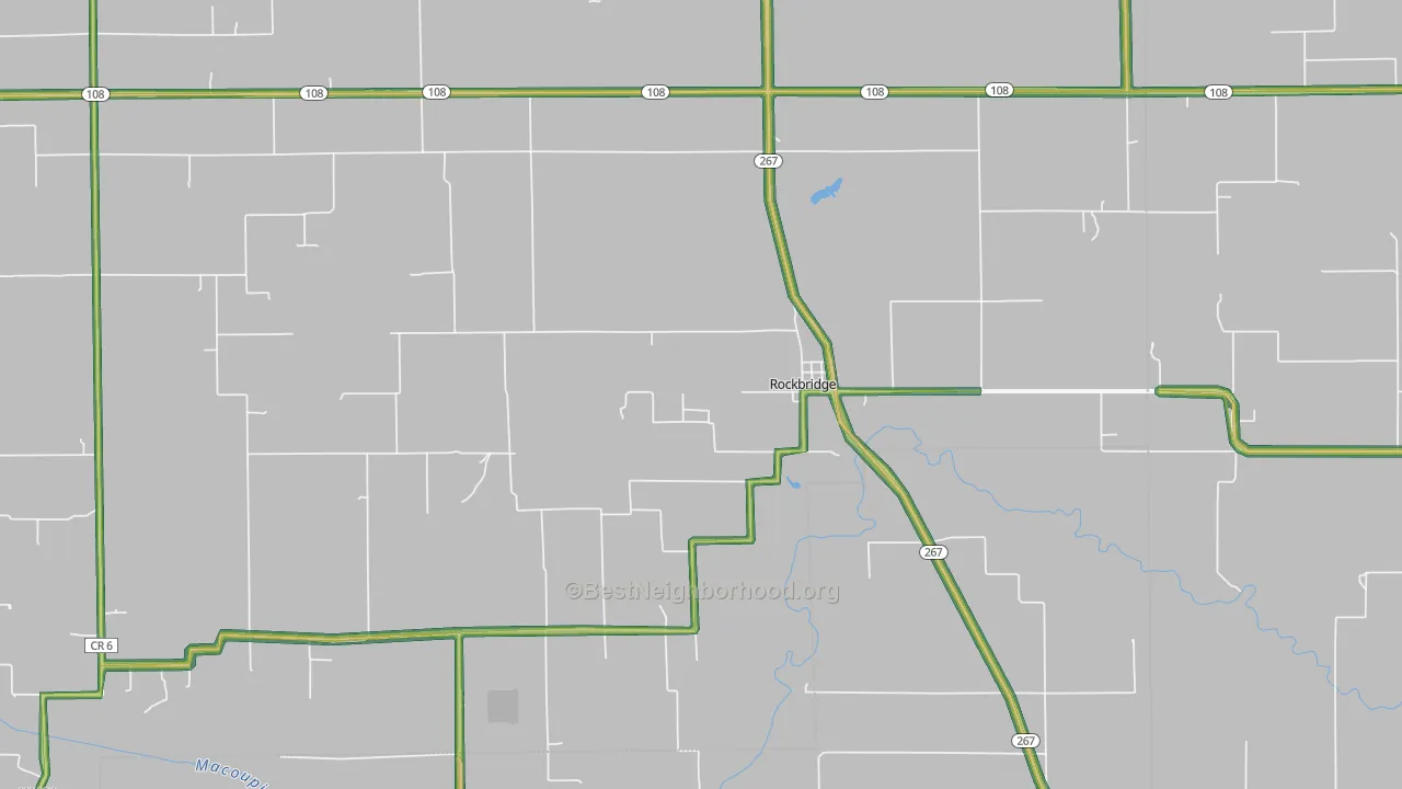 Rockbridge, IL Map of Noise Levels in Rockbridge