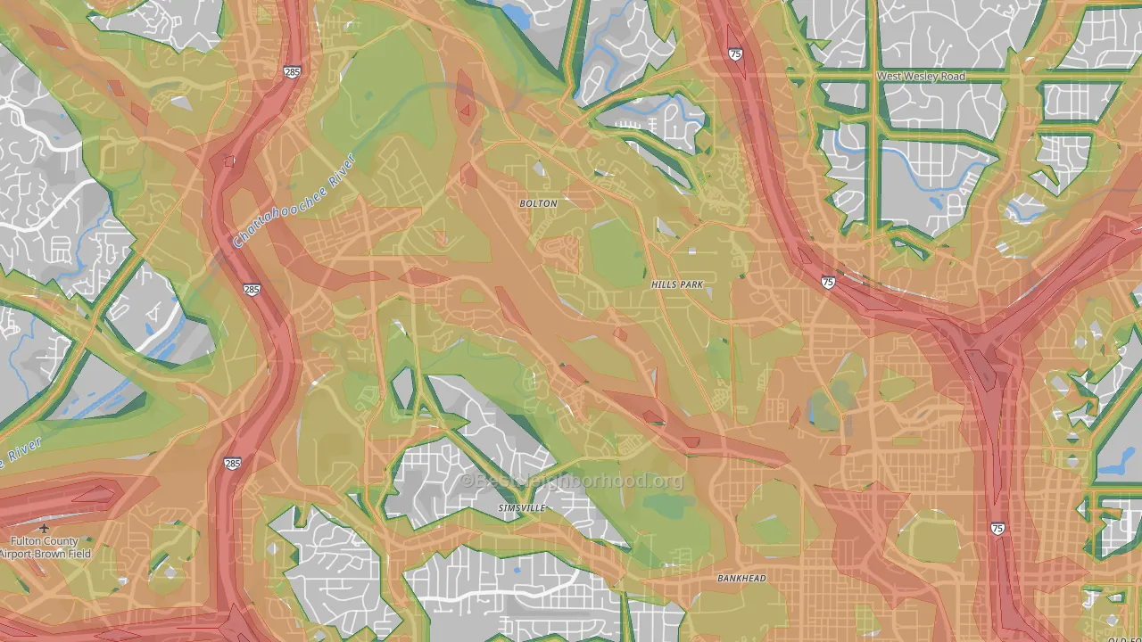 Rockdale, Atlanta, GA Map of Noise Levels in Rockdale