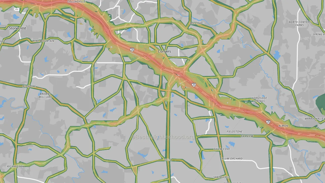 Rockdale County, GA Map of Noise Levels in Rockdale County