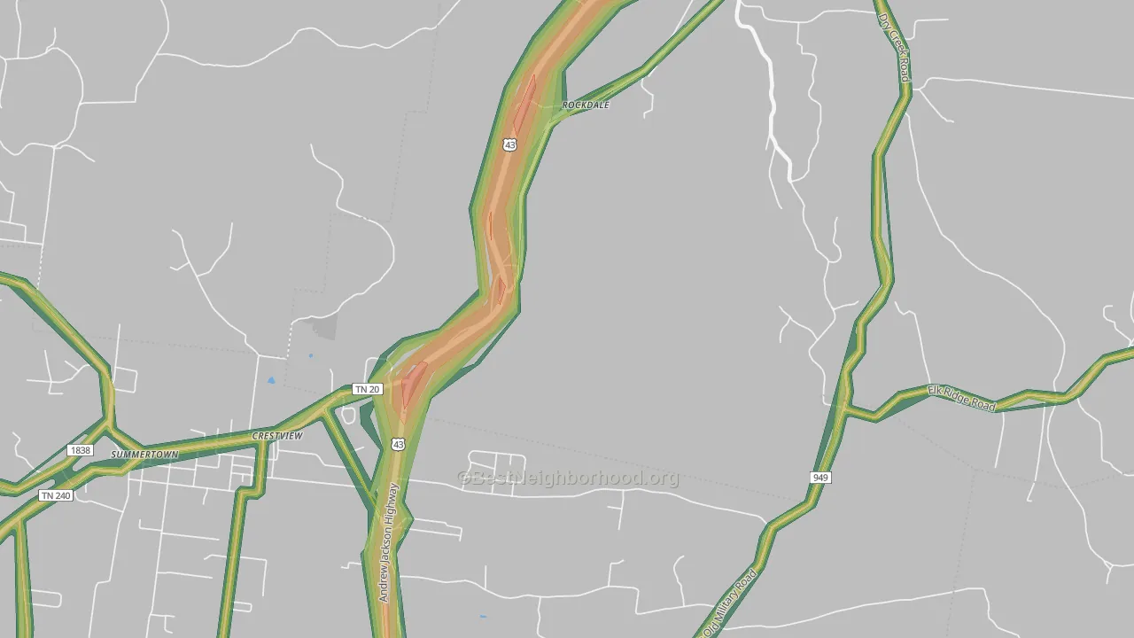 Rockdale, TN Map of Noise Levels in Rockdale