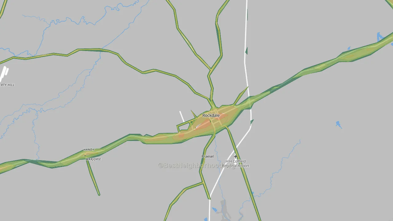 Rockdale, TX Map of Noise Levels in Rockdale
