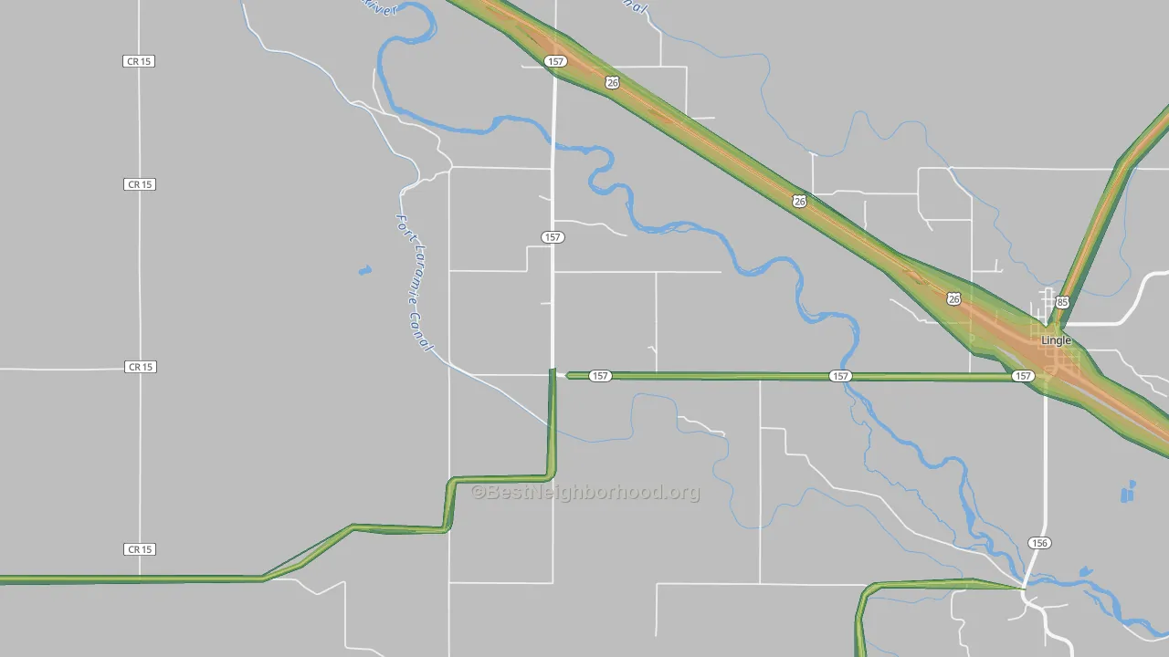 Rockeagle, WY Map of Noise Levels in Rockeagle