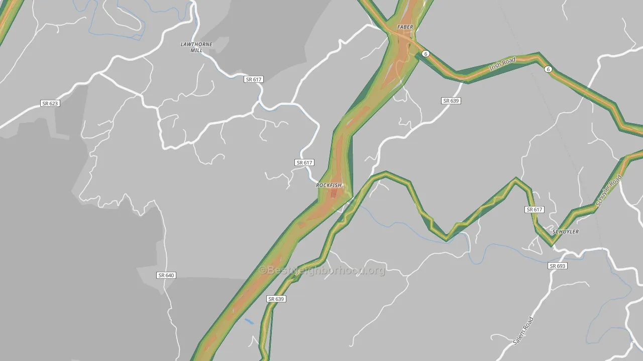 Rockfish, VA Map of Noise Levels in Rockfish
