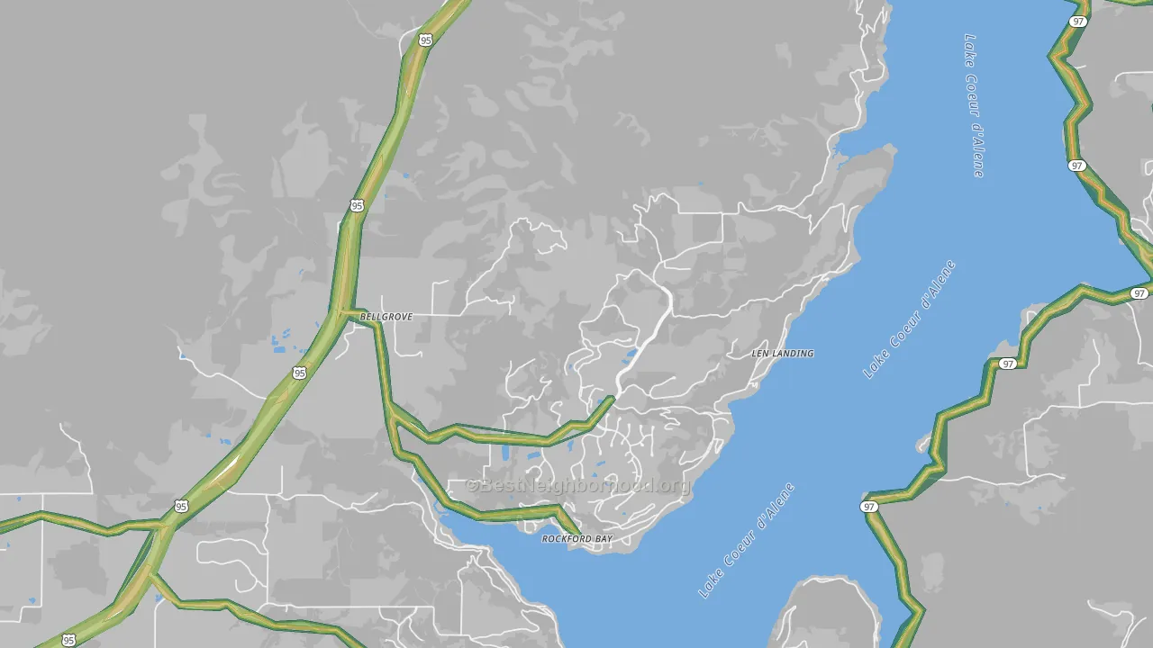 Rockford Bay, ID Map of Noise Levels in Rockford Bay