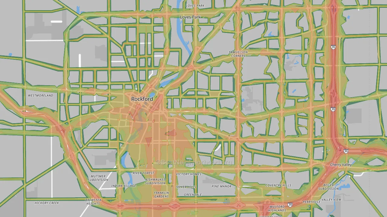 Rockford, IL Map of Noise Levels in Rockford