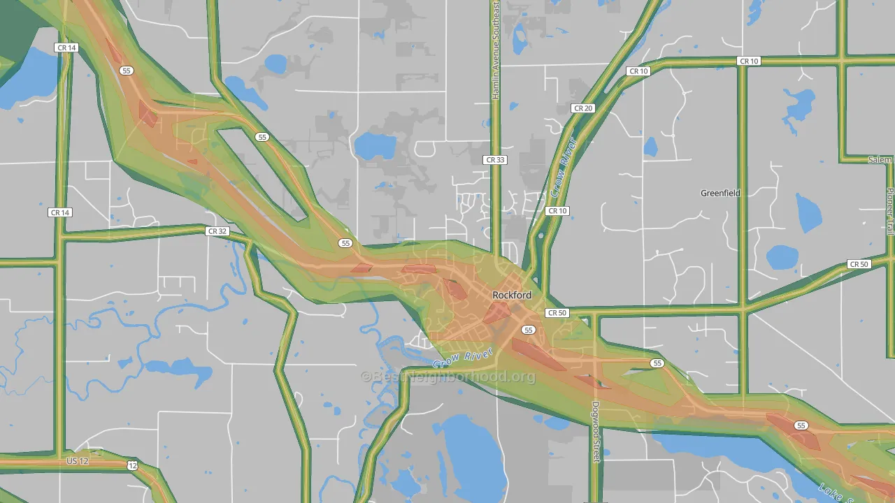 Rockford, MN Map of Noise Levels in Rockford