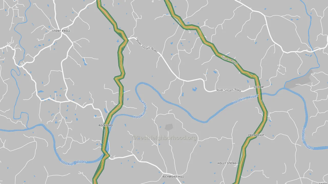 Rockford, NC Map of Noise Levels in Rockford