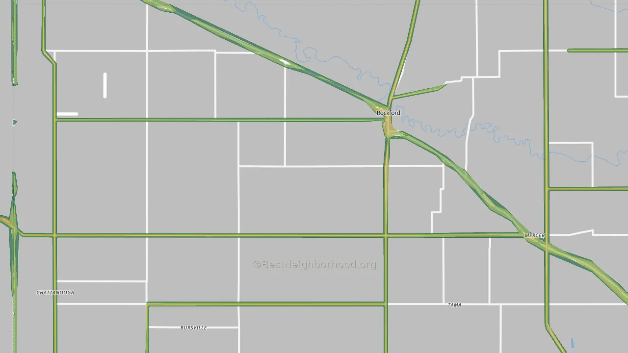 Rockford, OH Map of Noise Levels in Rockford