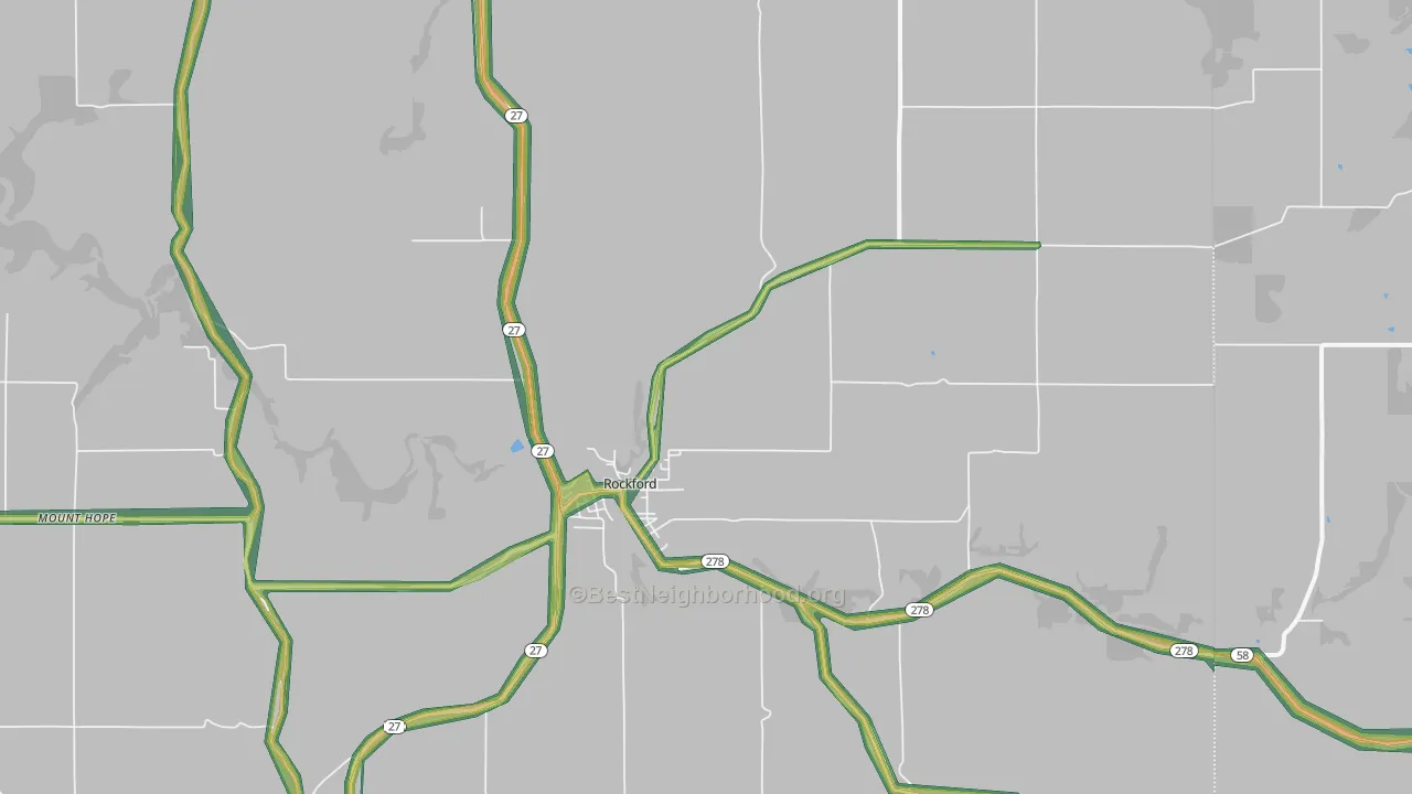 Rockford, WA Map of Noise Levels in Rockford