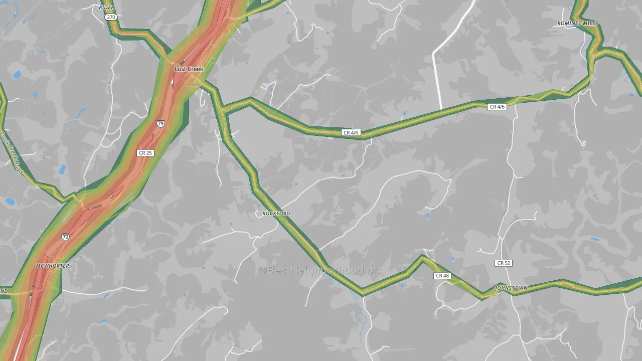 Rockford, WV Map of Noise Levels in Rockford